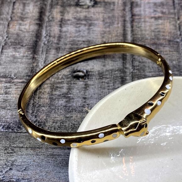 NEW Spotted Leopard Gold Bangle Bracelet - Picture 4 of 15